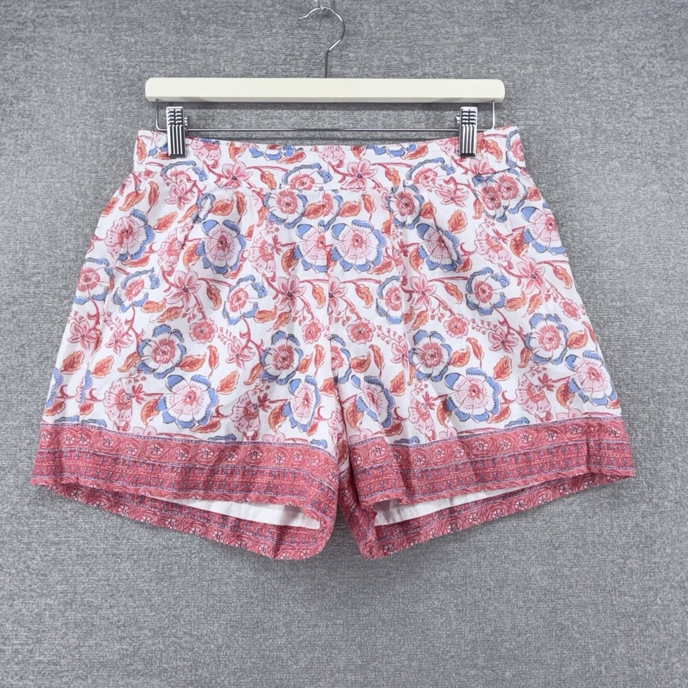 Vineyaed Vines Pull On Shorts Women Size Small Floral White Comfy Cotton Lined